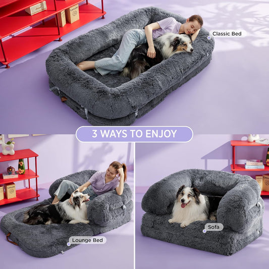 Luxury Warm Foldable 3-in-1 Human Dog Bed for Adults